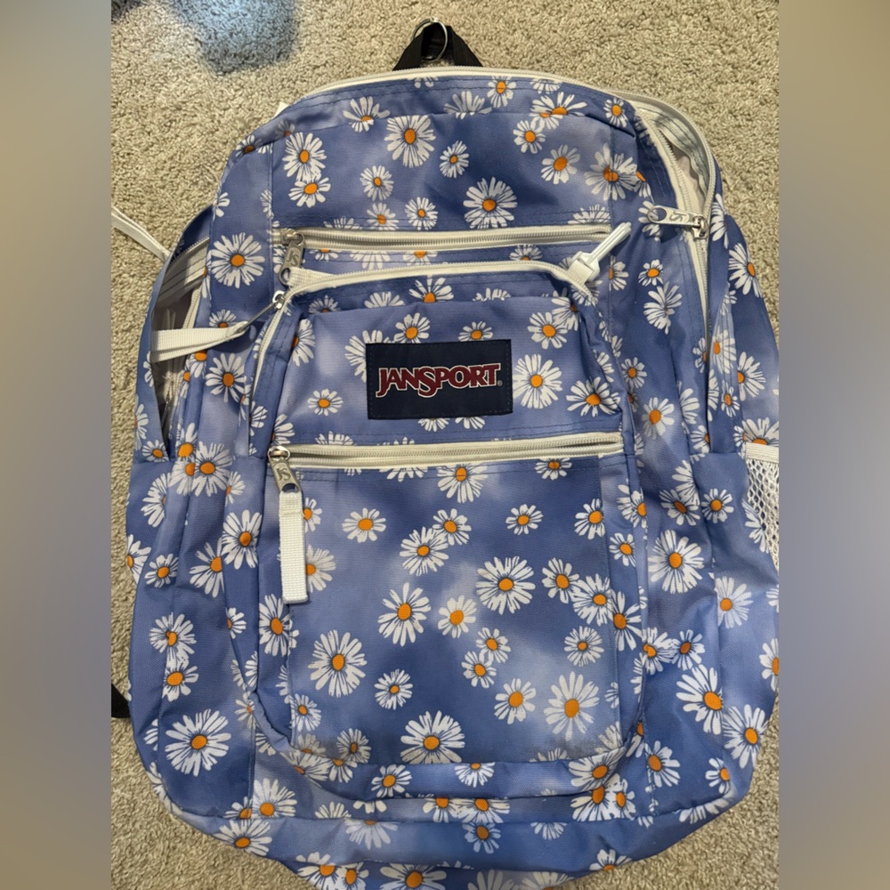 Jansport Daisy Print Backpack in Blue